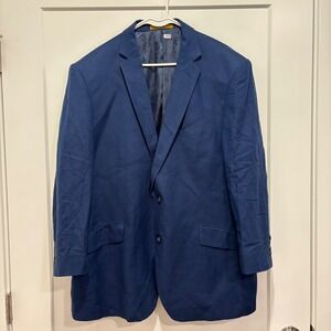 Alberto Nardoni Mens 48R Navy Blue 100% Linen 2-Button Blazer Sport Coat WF1901